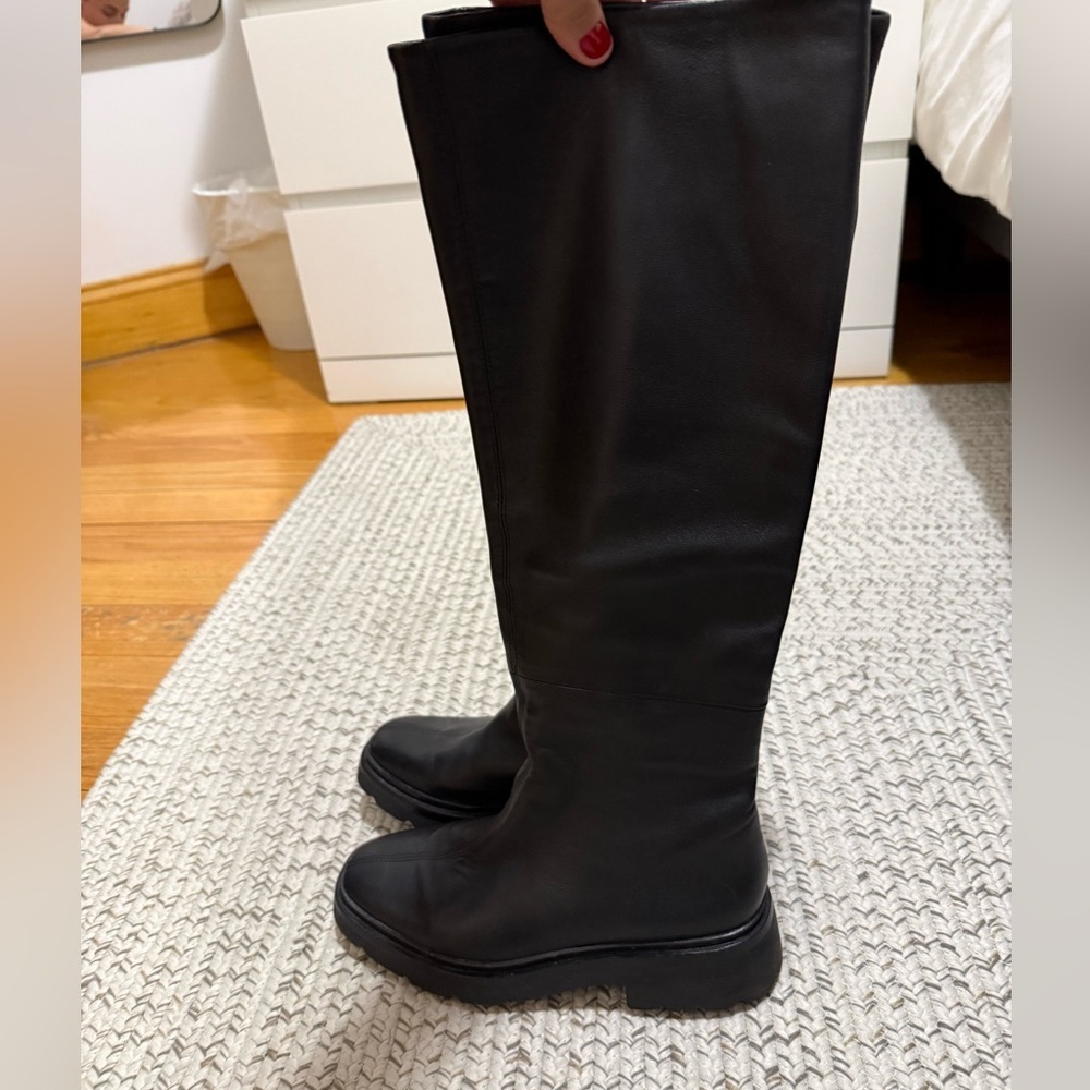 Vince Rune Leather Slouch Knee High Lug Sole Boots - Picture 7 of 15
